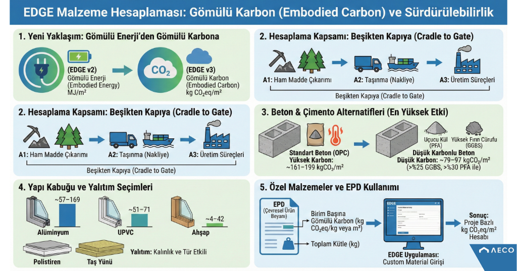 EDGE Malzeme Hesaplaması: Gömülü Karbon (Embodied Carbon) ve Sürdürülebilirlik